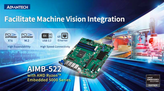 Advantech Launches AIMB-522, an Industrial Micro-ATX Motherboard with AMD Ryzen™ Embedded 5000 for AI Image Processing